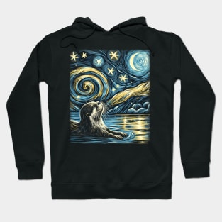 Whisker Wonderland Otter Elegance, Starry Night for Wildlife Lovers Hoodie